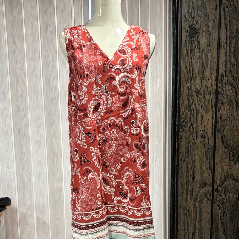Ann Taylor Red and Pink Paisley Dress